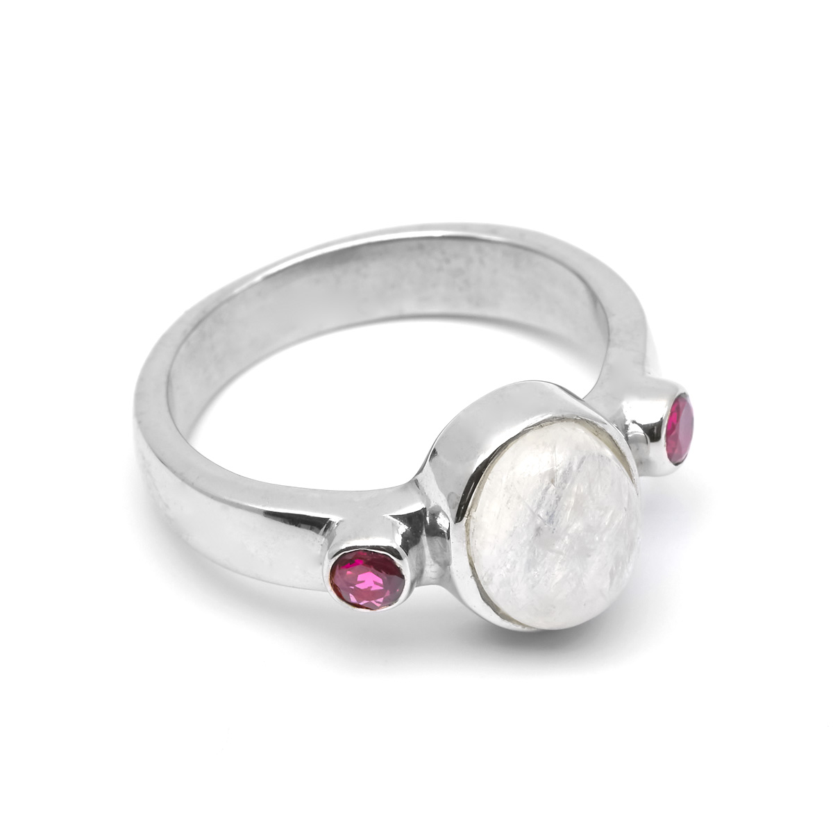 Bague grenat, pierre de lune argent Luna